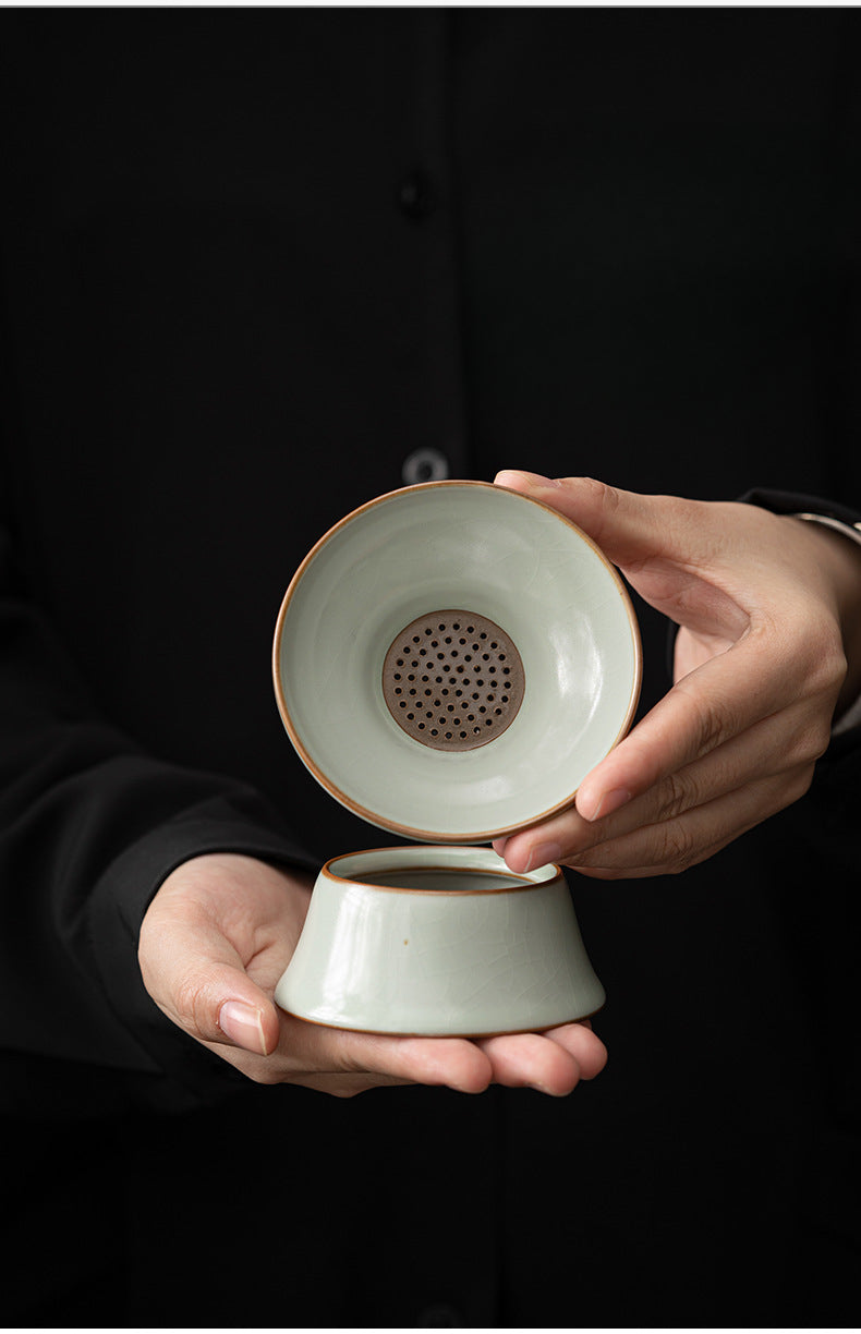 Ensemble de filtres à thé en céramique Gohobi Tianqing Ru Kiln