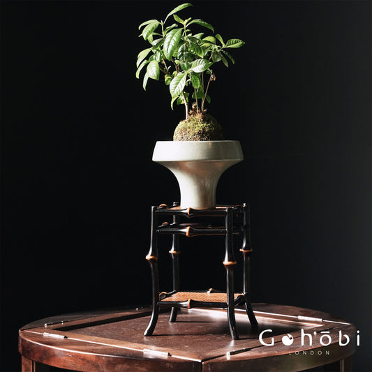 Gohobi Handmade Bamboo Flower Stand – Small Desktop Zen Tea Room & Orchid Display Table