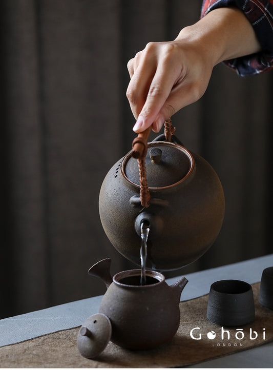 Gohobi Jingdezhen Firewood-Fired Teapot – Raw Ore Old Rock Mud Collector Kettle (1000ml)