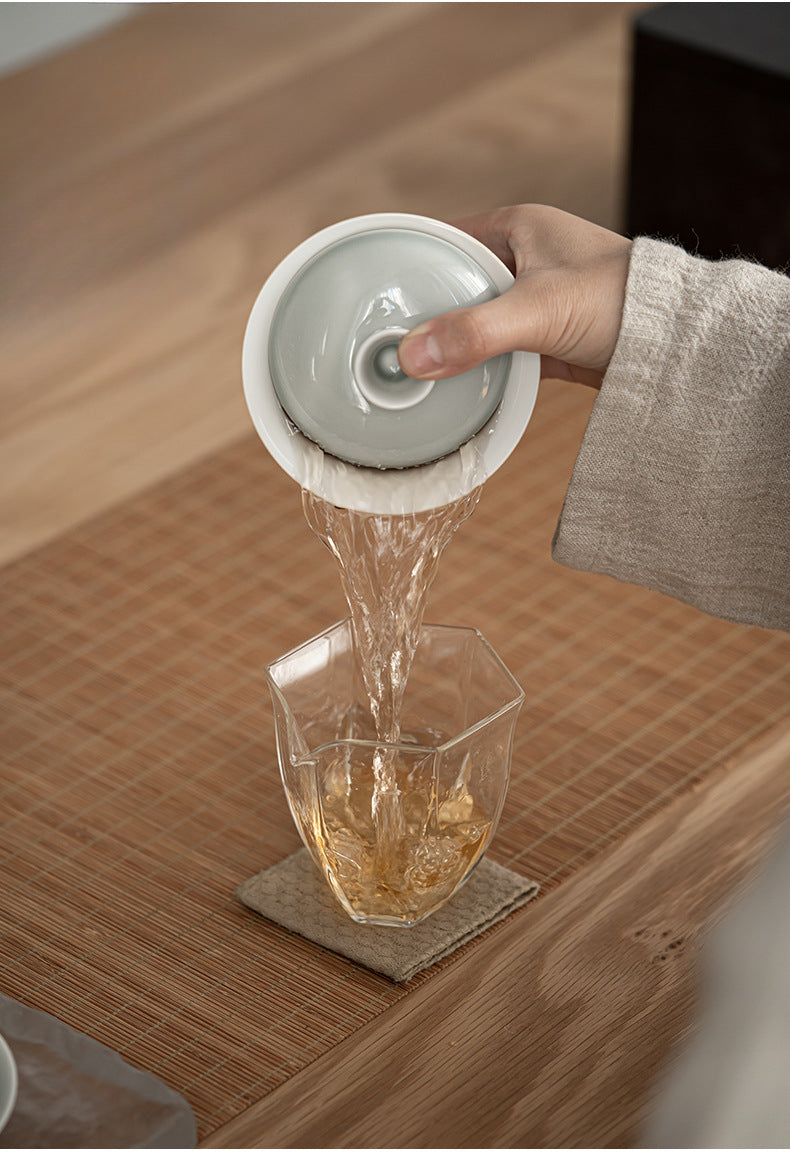 Bol à couvercle Sancai en glaçure de suie et de cendre glacée de style japonais, grande tasse à thé en céramique, bol à thé, service à thé Kung Fu, infuseur à thé, bol à thé