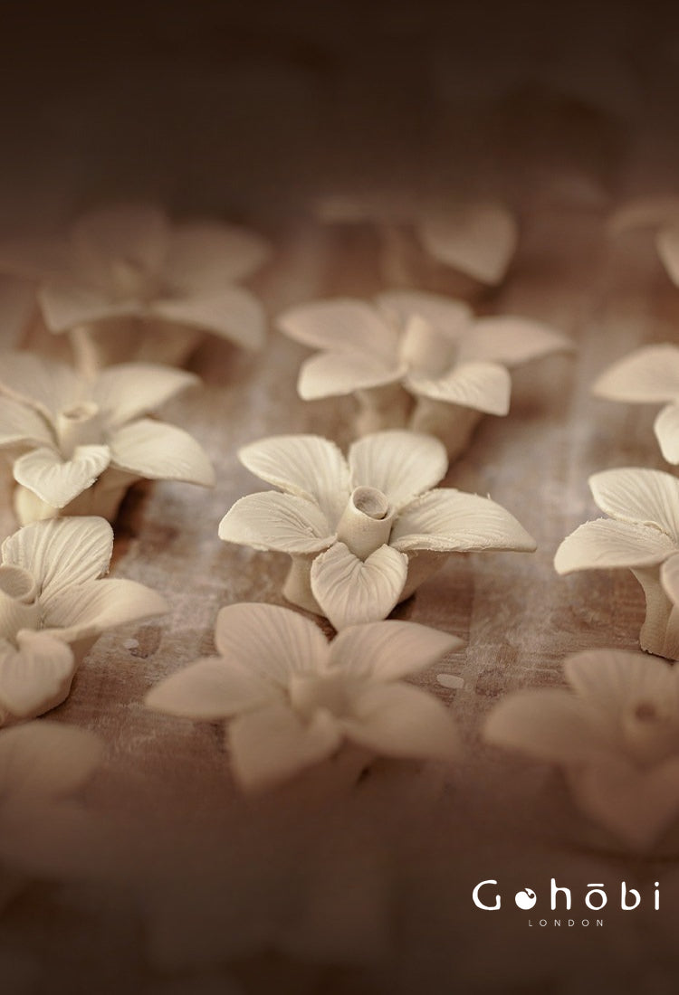 Gohobi Handmade Floral Incense Holder 004 - Peony Stoneware