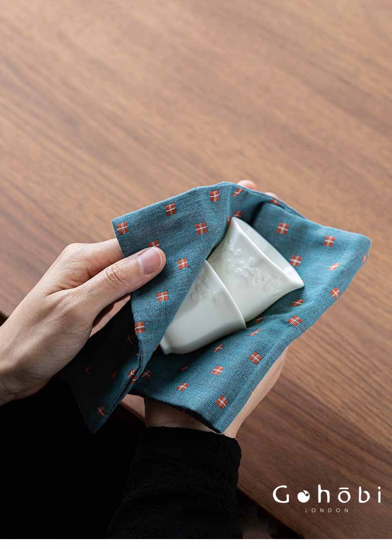 Gohobi Cotton Linen Tea Towel – Japanese Style Absorbent Tea Cloth for Tea Ceremony
