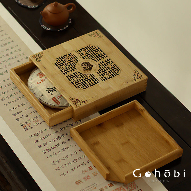 Gohobi Bamboo Pu’er Tea Tray – Multi-Layer Drawer Style Gongfu Tea Tray