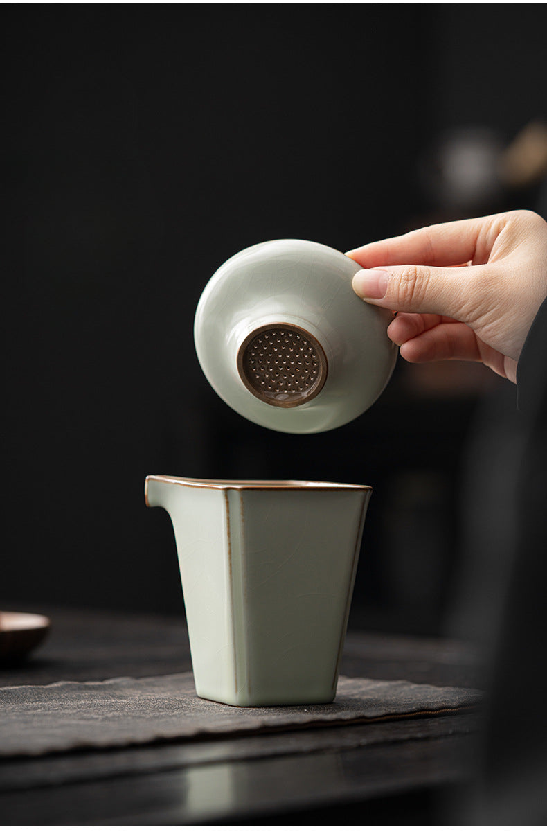 Ensemble de filtres à thé en céramique Gohobi Tianqing Ru Kiln