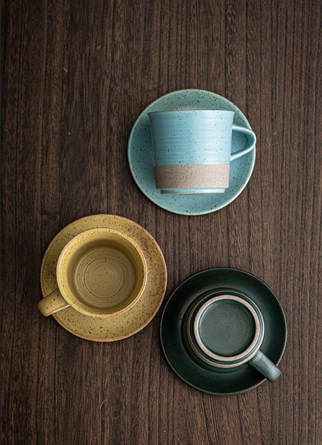 Gohobi Tasse à café en céramique de style japonais avec soucoupe 006