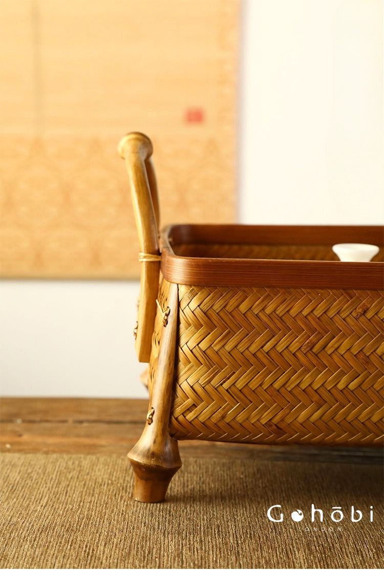 Gohobi Bamboo Woven Hand Basket – Handmade Snack, Fruit & Tea Storage Basket for Picnic or Home