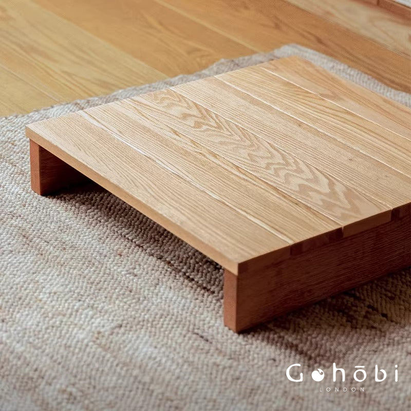 Gohobi Handmade Solid Wood Tatami Floor Platform – Japanese Style Red Oak & Black Walnut Bay Window Seating | FSC Certified Furniture