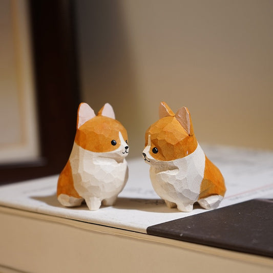 Gohobi Handcrafted Wooden Corgi Dog Ornament