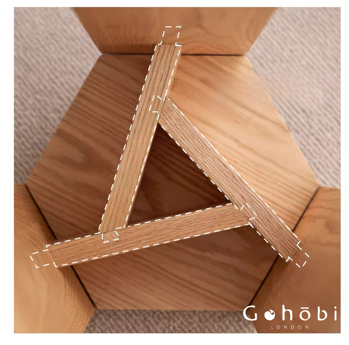 Gohobi Handmade Solid Wood Square Stool – Stackable Wooden Dining Stool Makeup Chair | FSC Certified Furniture, household makeup stool, Chinese square stool can be stacked dining table stool
