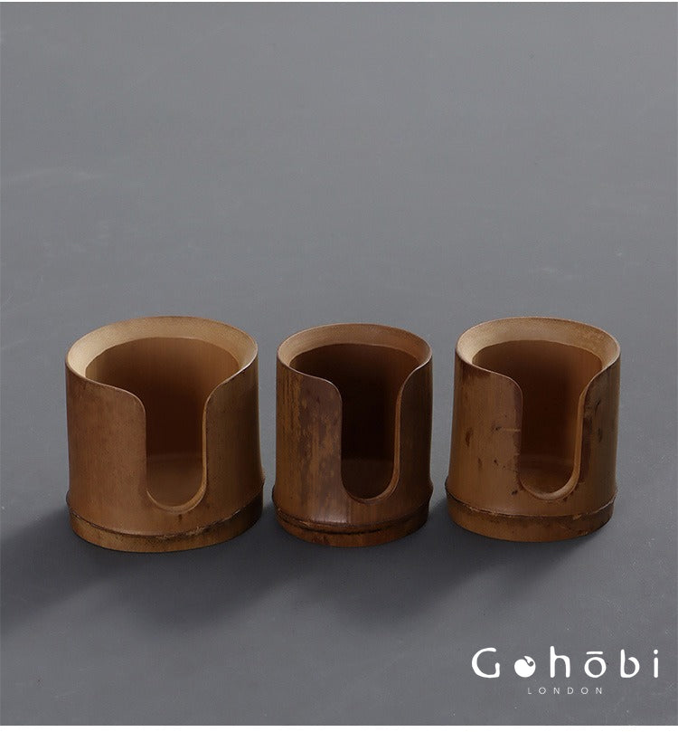 Gohobi Bamboo Woven Tea Cup Holder Basket – Zen Style Tea Cup Storage Tube & Chopstick Basket