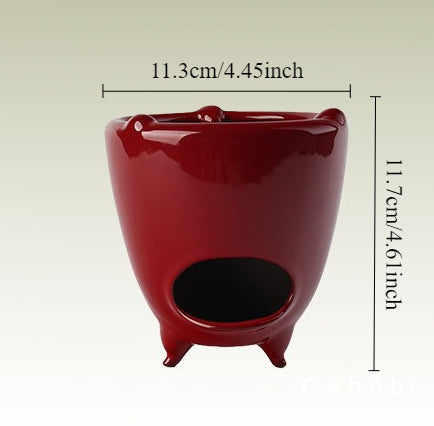 Gohobi Ochre Dream Red Fireplace Teapot – Japanese-Style Coarse Pottery Rattan Beam Kettle