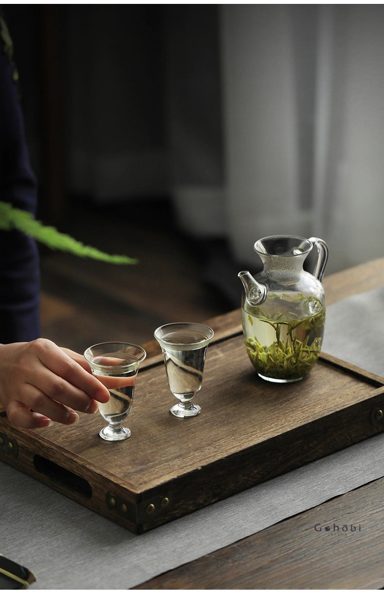 Gohobi Tasse à thé en verre à pied bas faite à la main