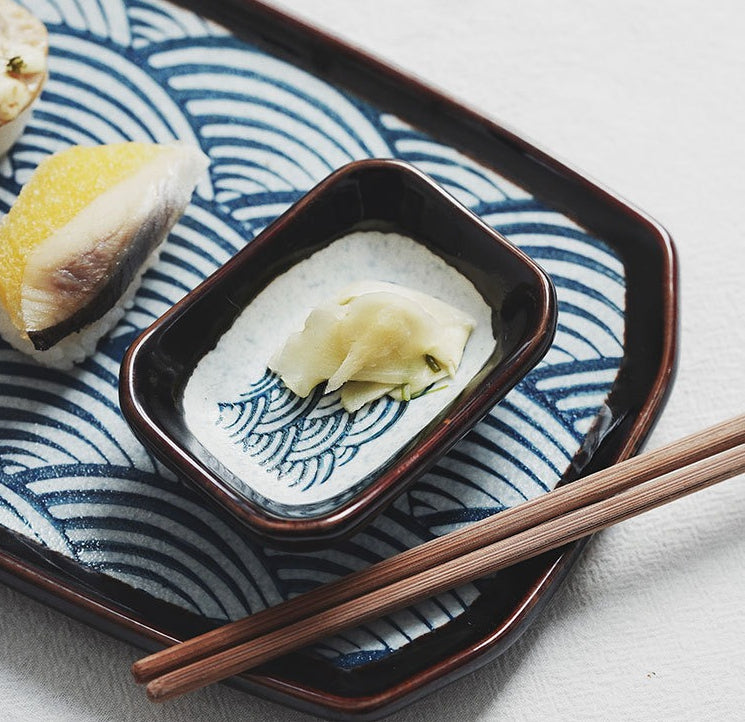 Gohobi Creative Japanese Ceramic Wave Pattern Sauce Dish