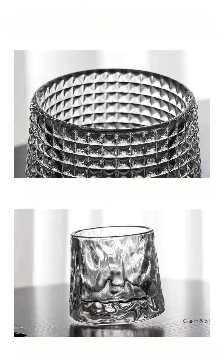 Gohobi Handmade Rotating Glass Tumbler – Glass for Bar & Home