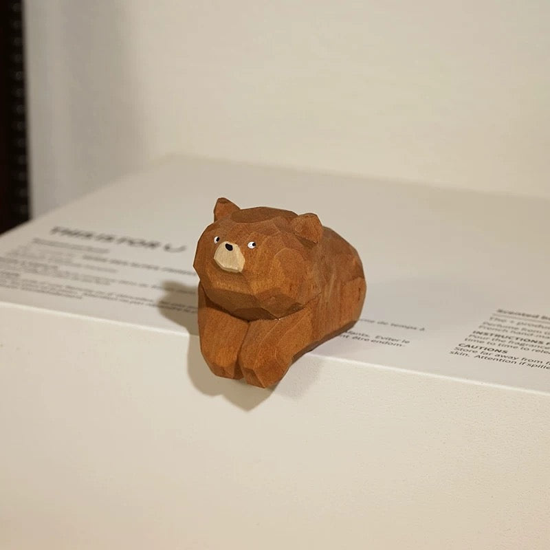 Ours couché en bois fait main de Gohobi