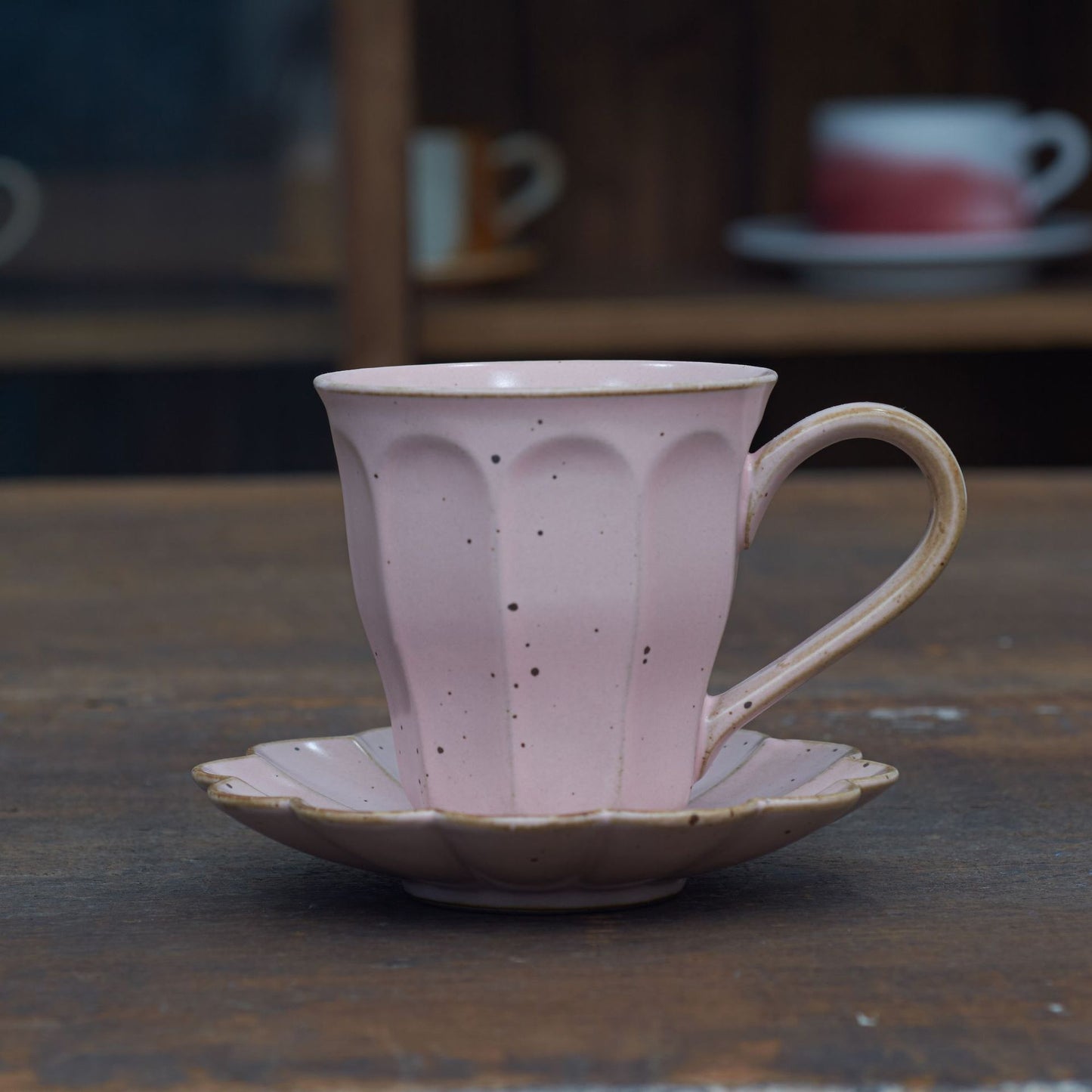 Gohobi Handmade Tall Stoneware Coffee Mug and Saucer Set