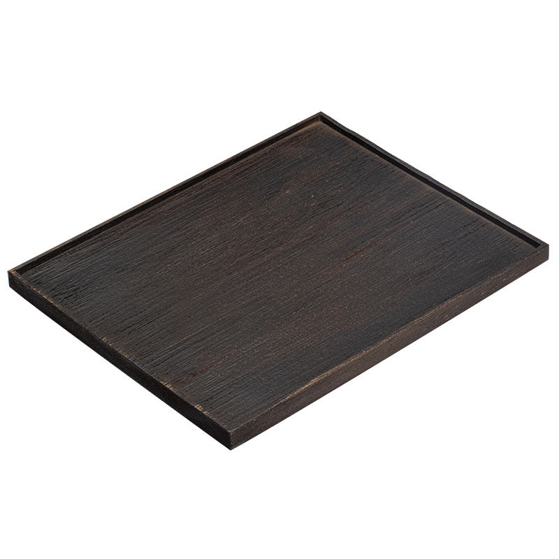 Plateau rectangulaire en bois noir de style japonais Gohobi Wabi-Sabi 005