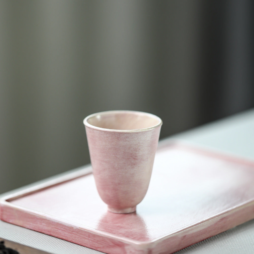 Gohobi Tasse de dégustation de thé en céramique rose faite à la main