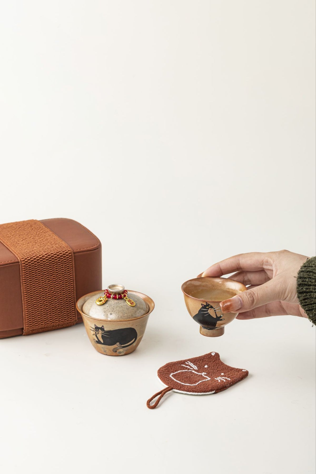 Gohobi Chi Wildcat Ceramic Travel Tea Set