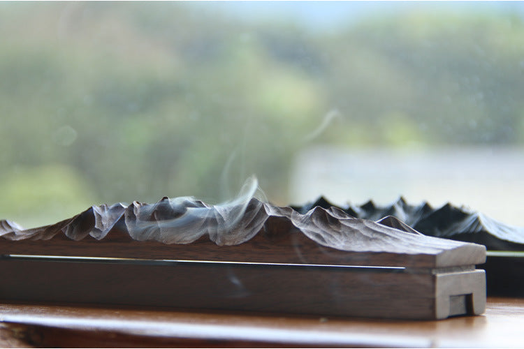 Gohobi Handcrafted Mountain-Shaped Solid Wood Incense Holder