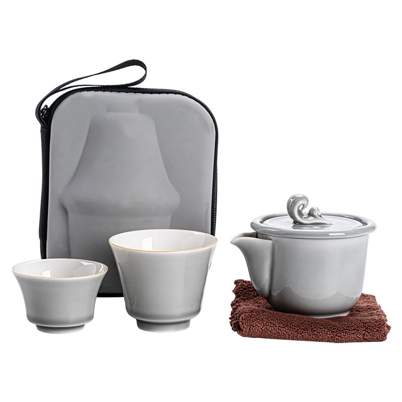 Service à thé Gaiwan gris glacé de style japonais Gohobi 003