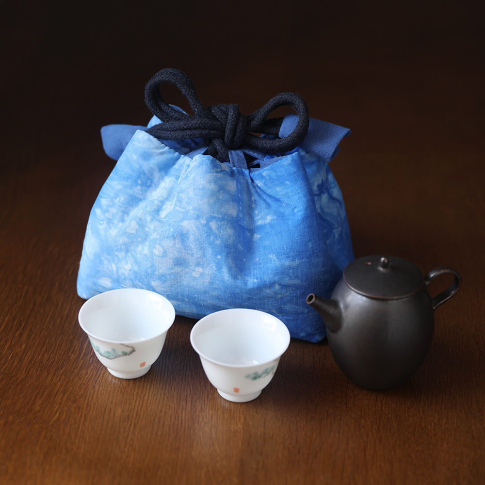 Gohobi Large Dyed Fabric Teaware Storage Travel Bag Shifuku