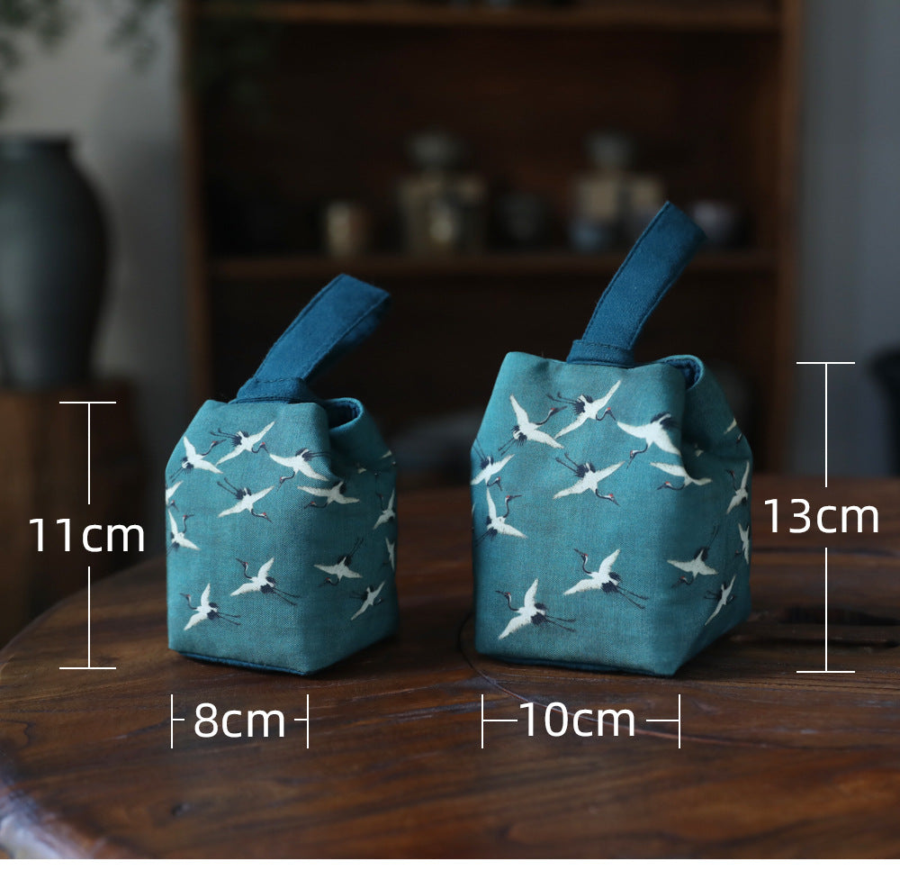 Gohobi Birds Mountains Rivers Teaware Storage Travel Bag (Handle Version) Shifuku