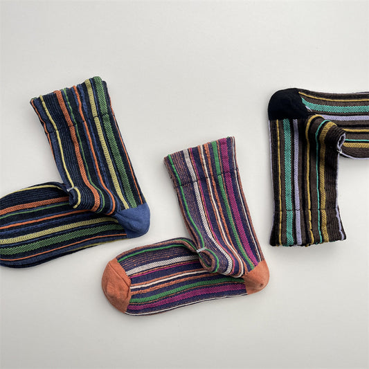 Gohobi Colorful Striped Mid-Calf Socks