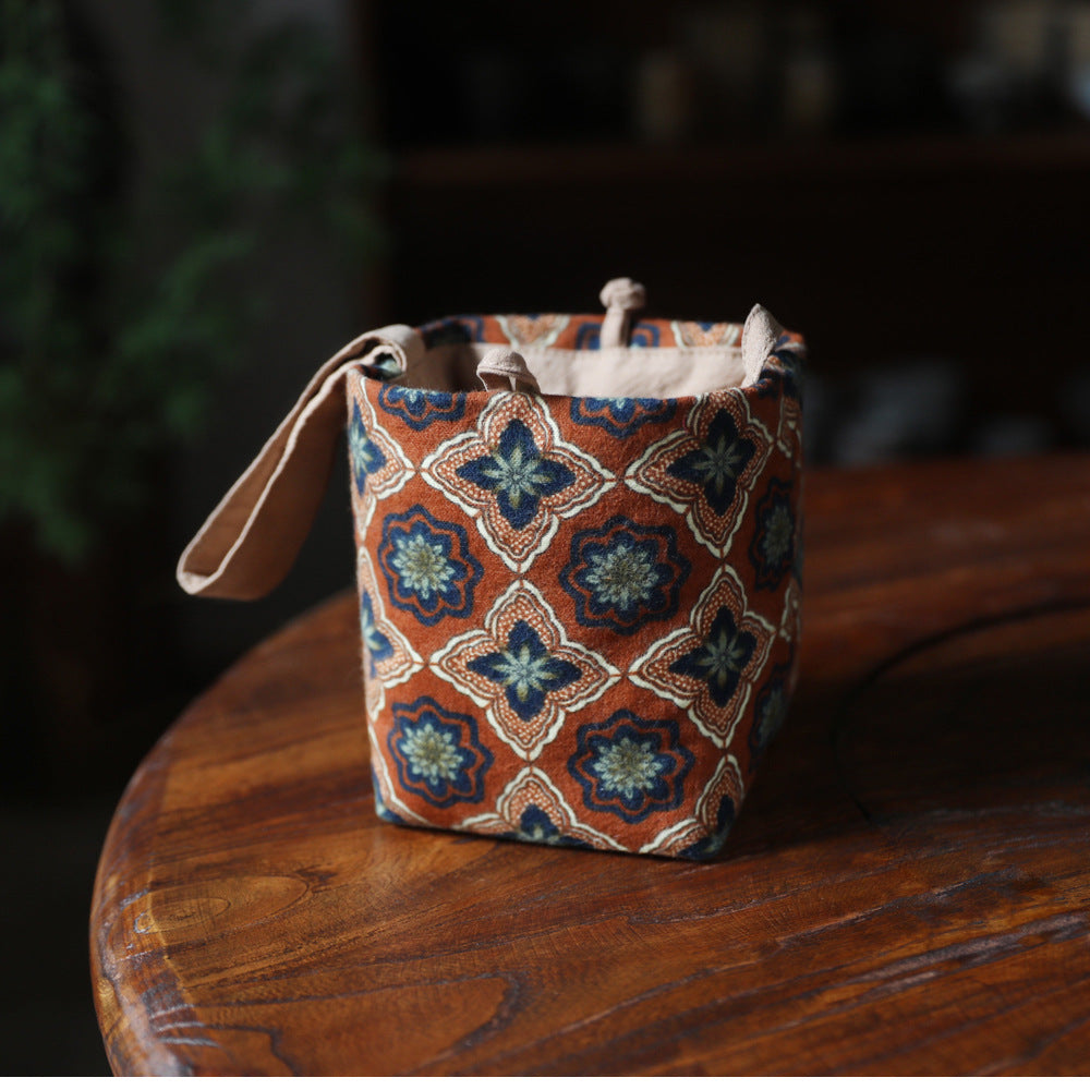Sac de voyage de rangement pour théière à motif floral ancien de Gohobi