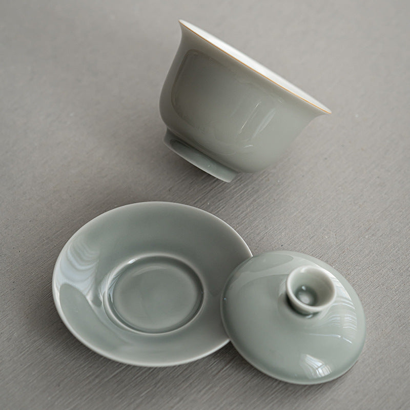 Bol à couvercle Sancai en glaçure de suie et de cendre glacée de style japonais, grande tasse à thé en céramique, bol à thé, service à thé Kung Fu, infuseur à thé, bol à thé