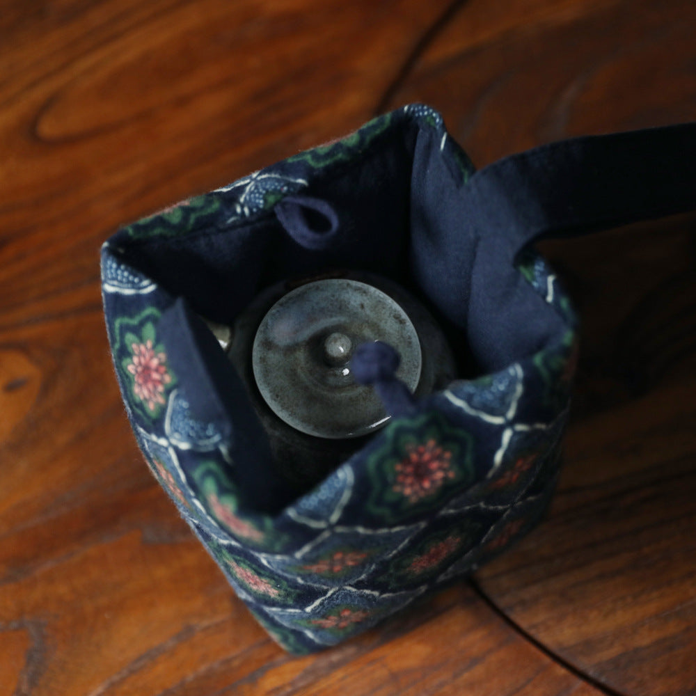 Sac de voyage de rangement pour théière à motif floral ancien de Gohobi