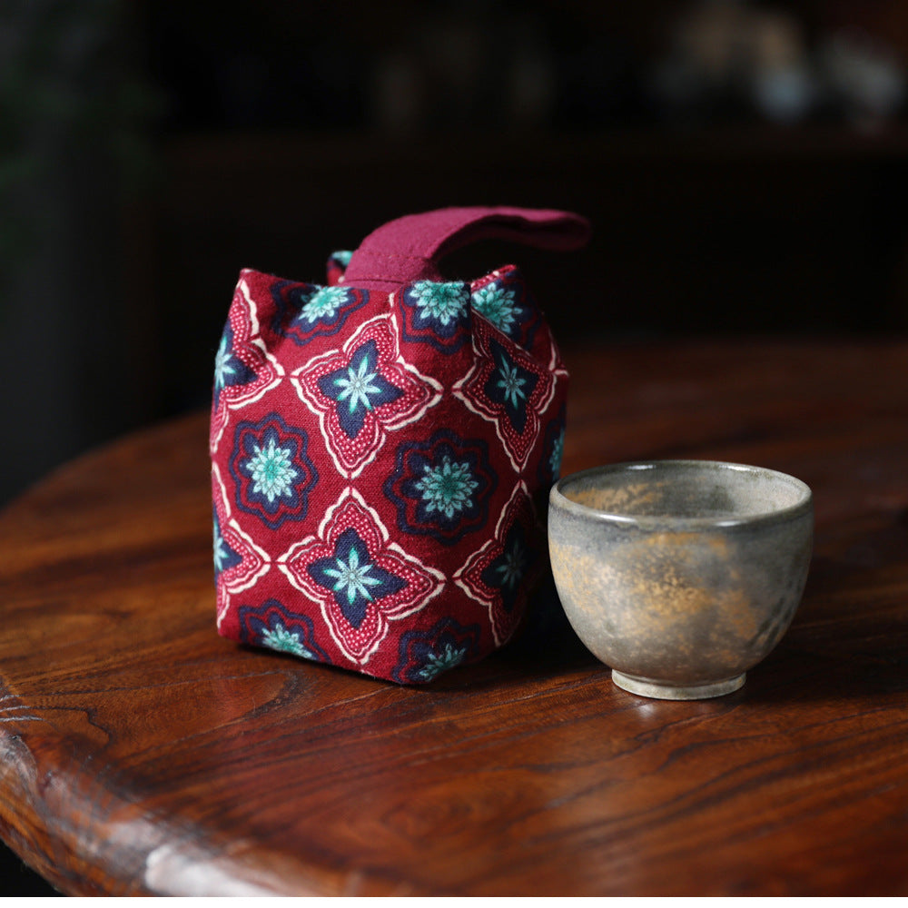 Sac de voyage de rangement pour théière à motif floral ancien de Gohobi