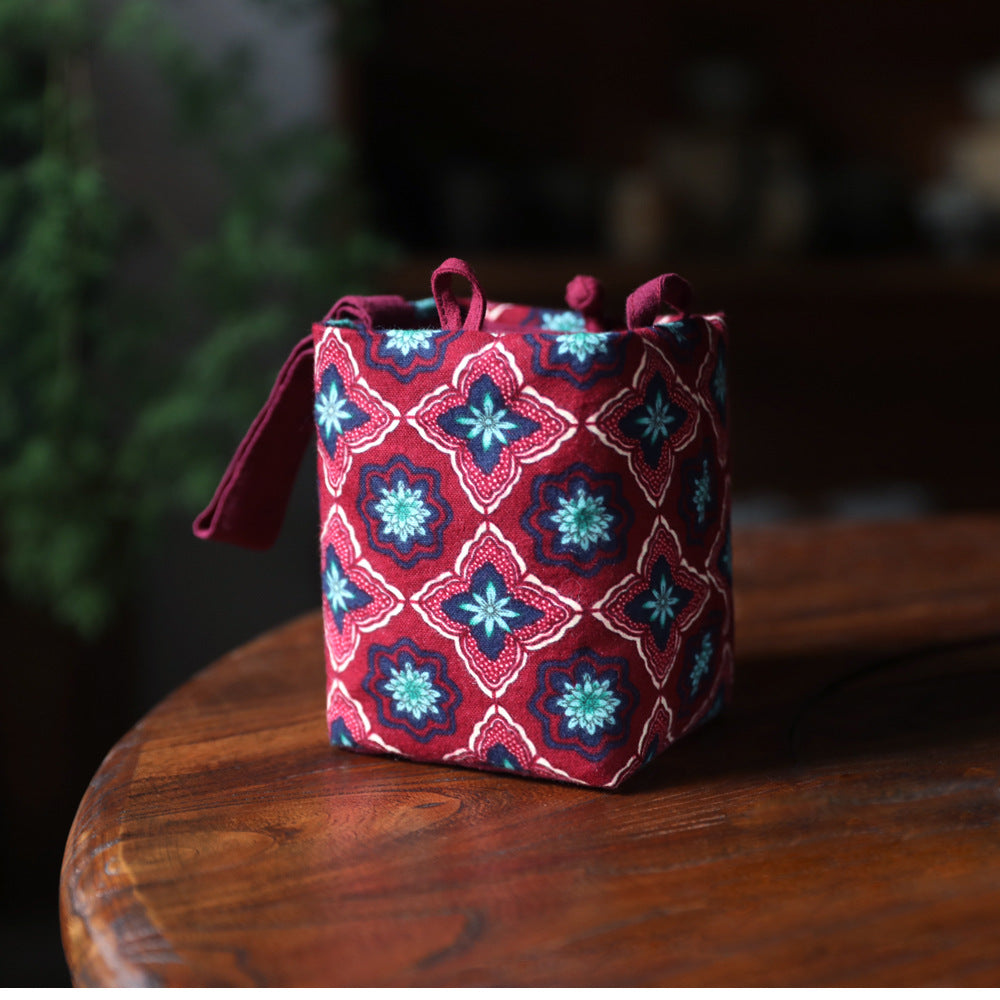 Sac de voyage de rangement pour théière à motif floral ancien de Gohobi