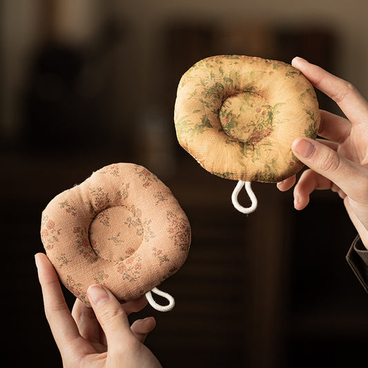 Dessous de verre rond en tissu, support de dessous de verre, accessoires de cérémonie du thé de style national, coussin anti-brûlure et isolant thermique pour théière à thé, coussin de tasse à thé épaissi, coussin de pot.