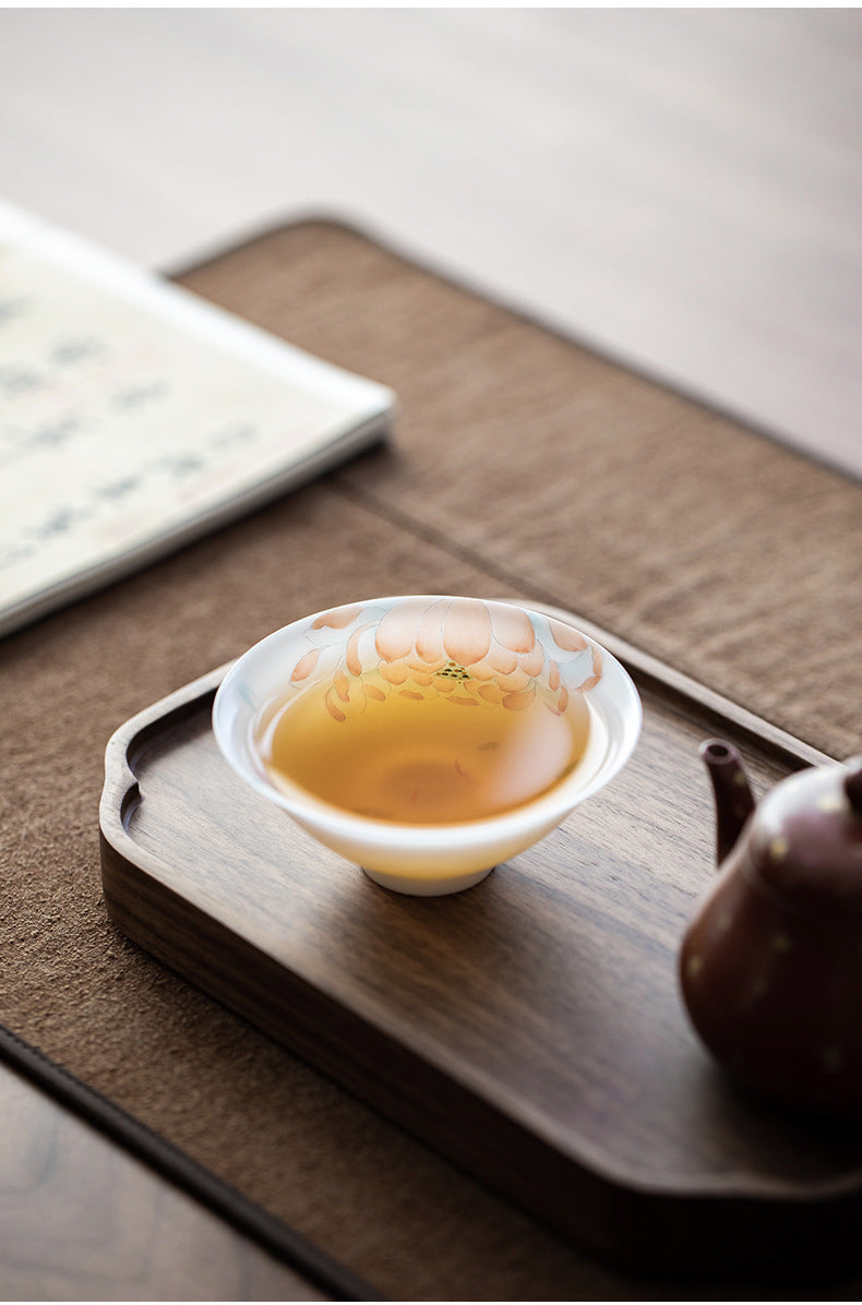 Gohobi Hand-painted Jade White Lotus Porcelain Tea Cup