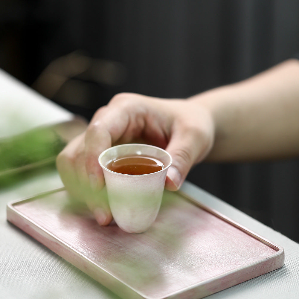 Gohobi Tasse de dégustation de thé en céramique rose faite à la main