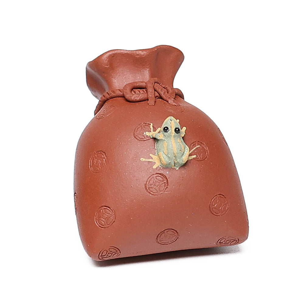 Gohobi Yixing Purple Clay Money Bag Frog Tea Pet – Handmade Lucky Ornament