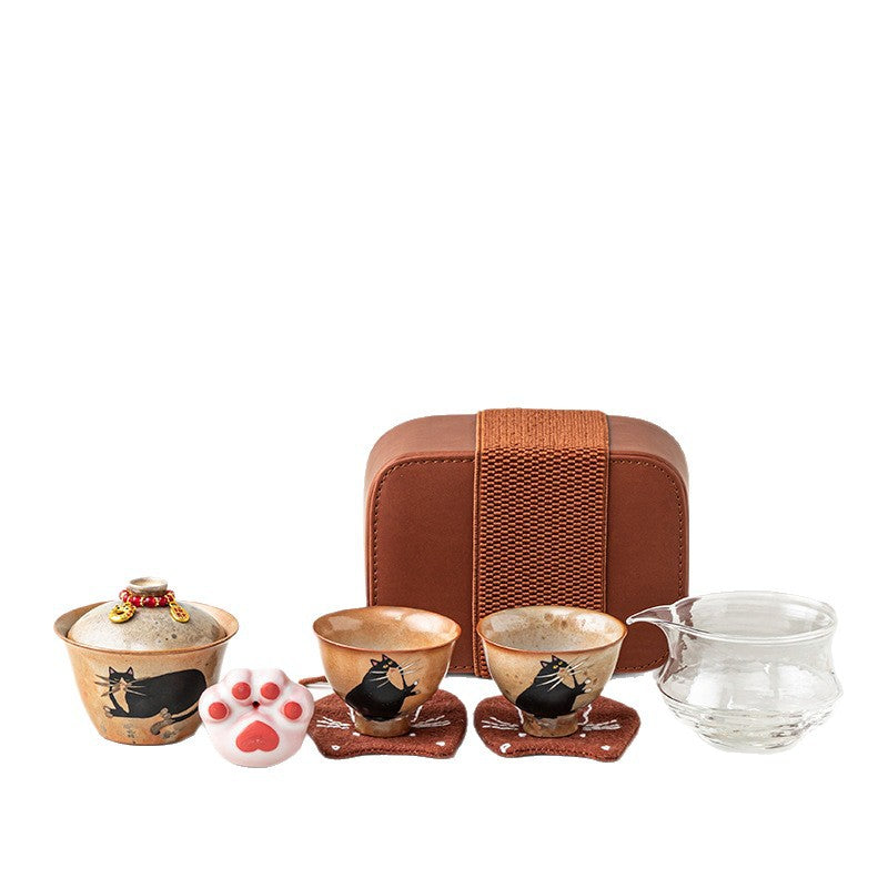 Gohobi Chi Wildcat Ceramic Travel Tea Set