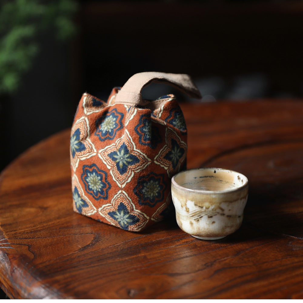 Sac de voyage de rangement pour théière à motif floral ancien de Gohobi