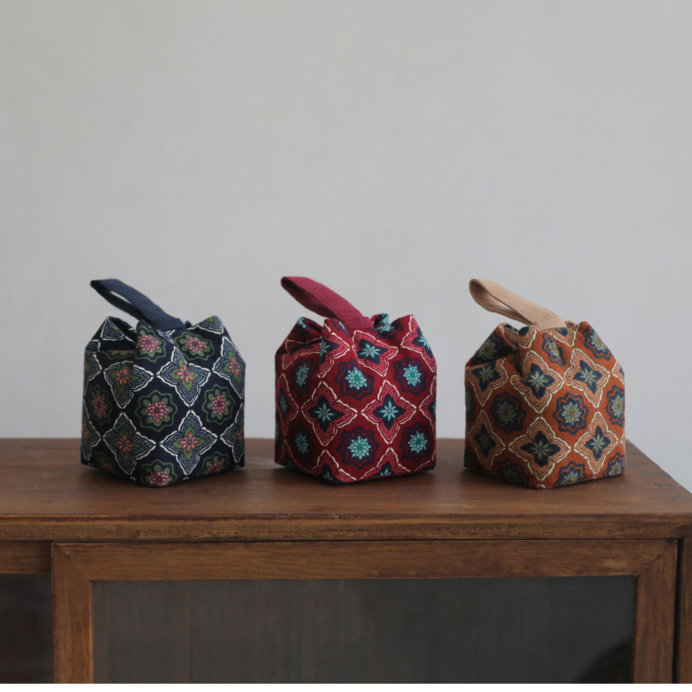 Sac de voyage de rangement pour théière à motif floral ancien de Gohobi