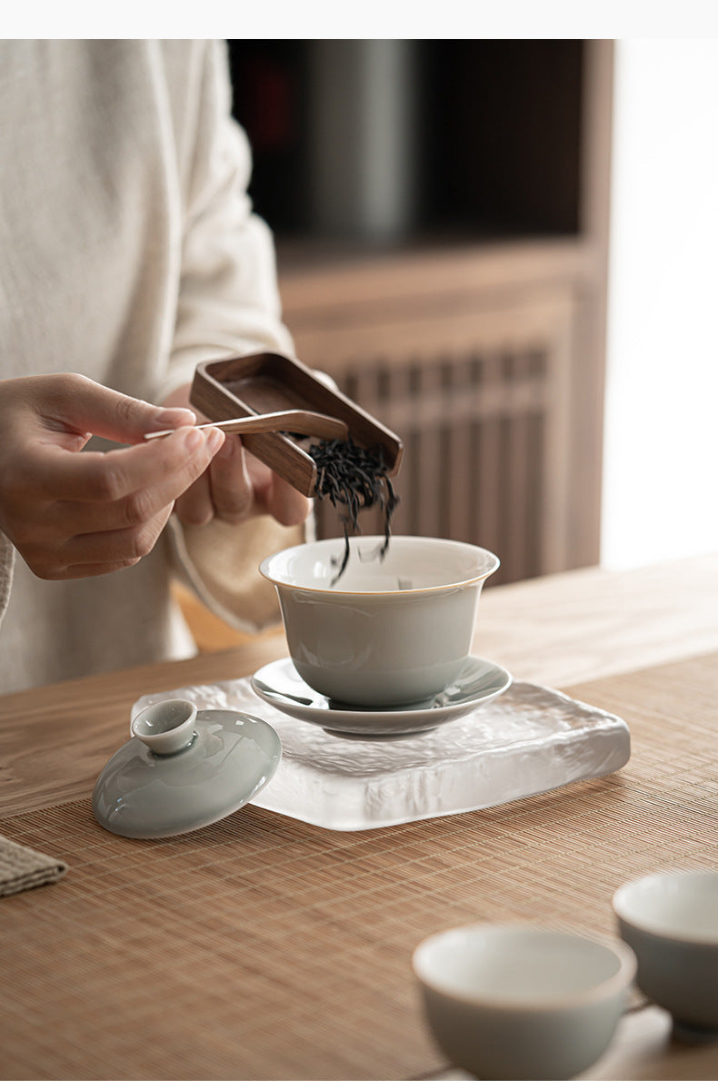 Bol à couvercle Sancai en glaçure de suie et de cendre glacée de style japonais, grande tasse à thé en céramique, bol à thé, service à thé Kung Fu, infuseur à thé, bol à thé