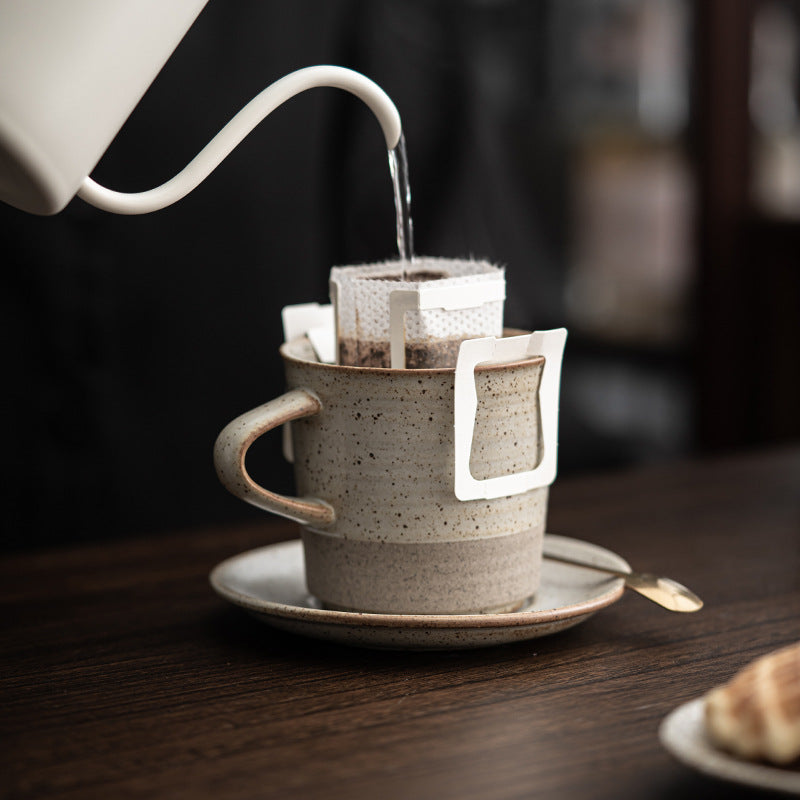 Gohobi Tasse à café en céramique de style japonais avec soucoupe 006