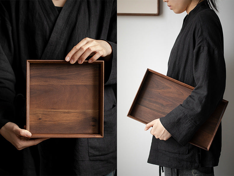 Plateau de service en noyer Wabi-Sabi de style japonais Gohobi 010