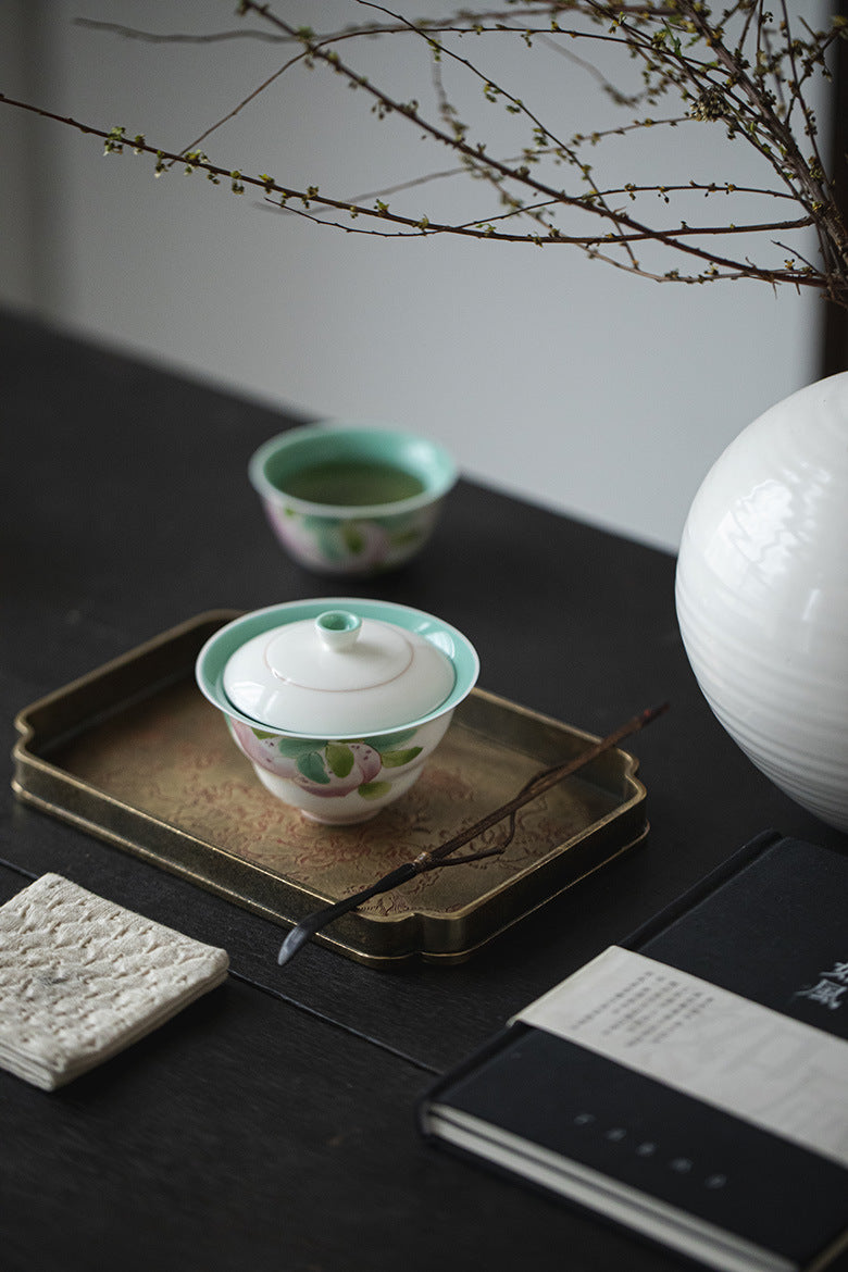 Gohobi Hand-Painted Longevity Peach Gaiwan