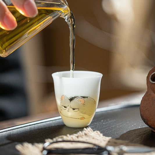 Gohobi White Jade Clay Chinese Zodiac Gongfu Tea Cup – Personal Ceramic Master Cup for Home Use and Gift