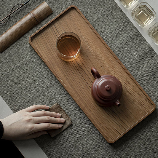 Gohobi Japanese-style Wabi-Sabi Teak Brown Rectangular Tray 007