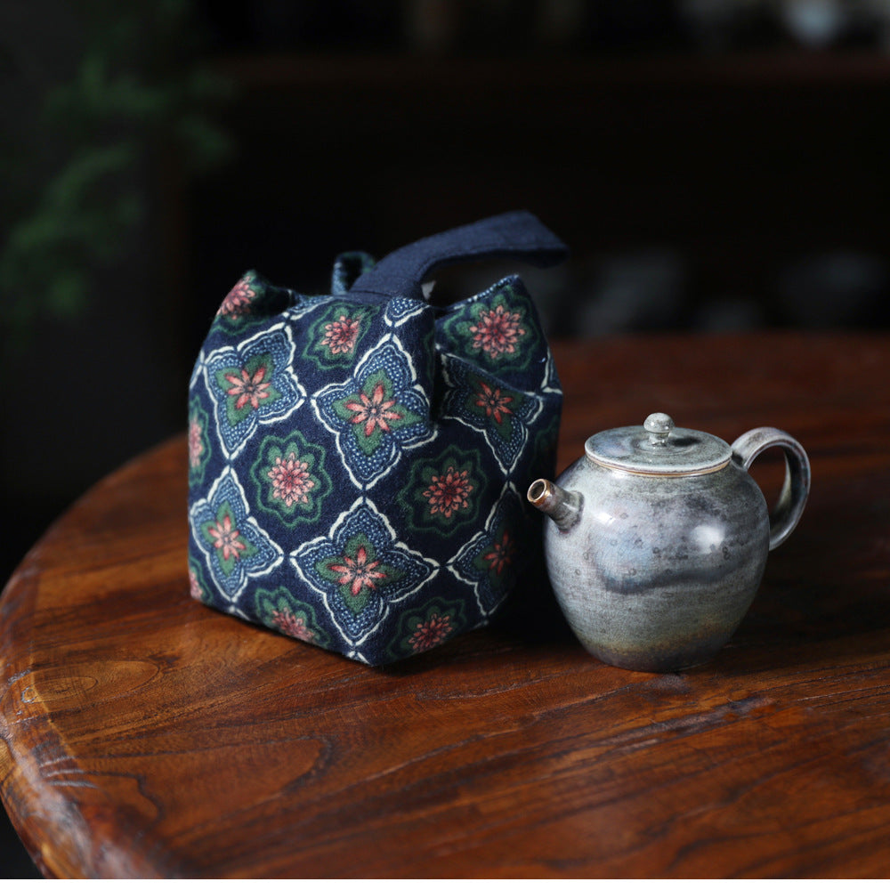 Sac de voyage de rangement pour théière à motif floral ancien de Gohobi