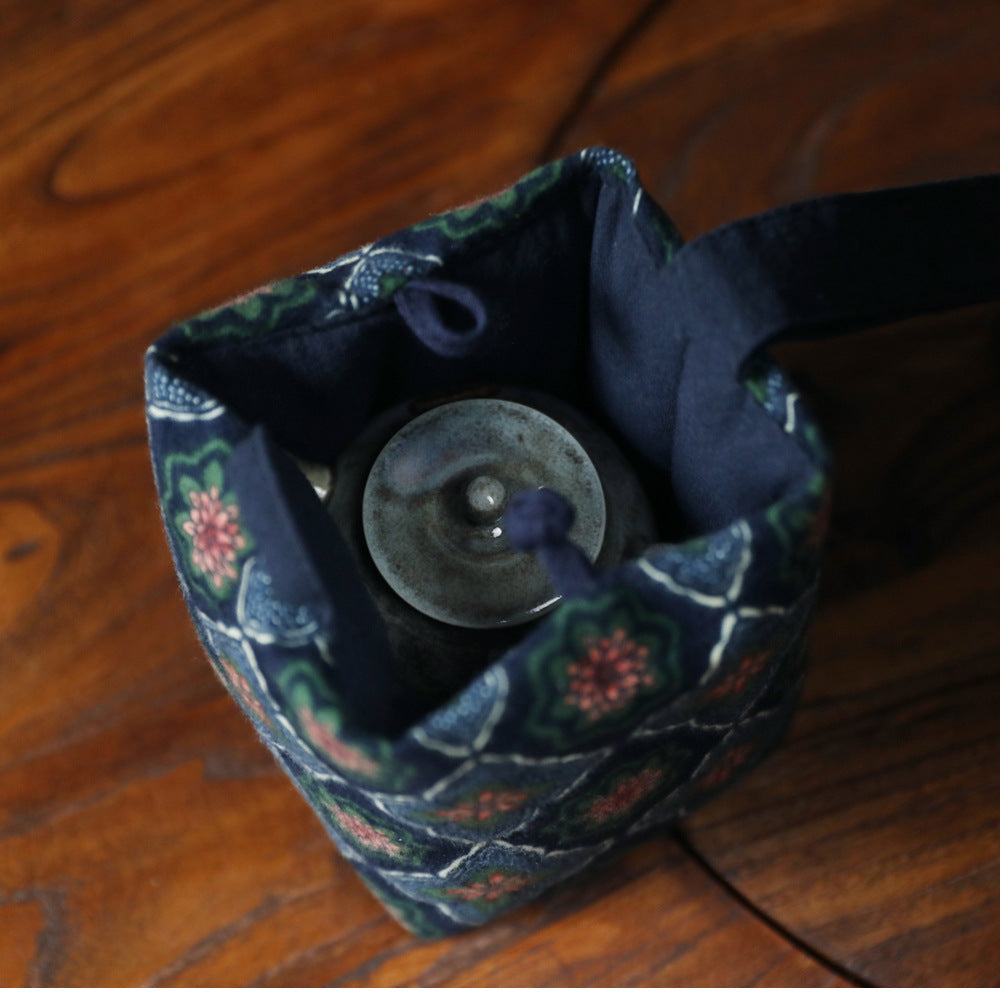 Sac de voyage de rangement pour théière à motif floral ancien de Gohobi