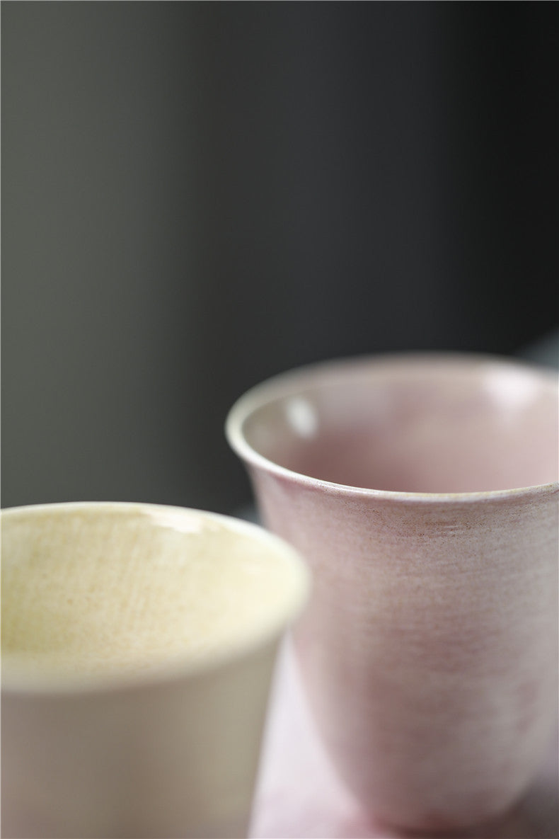 Gohobi Tasse de dégustation de thé en céramique rose faite à la main