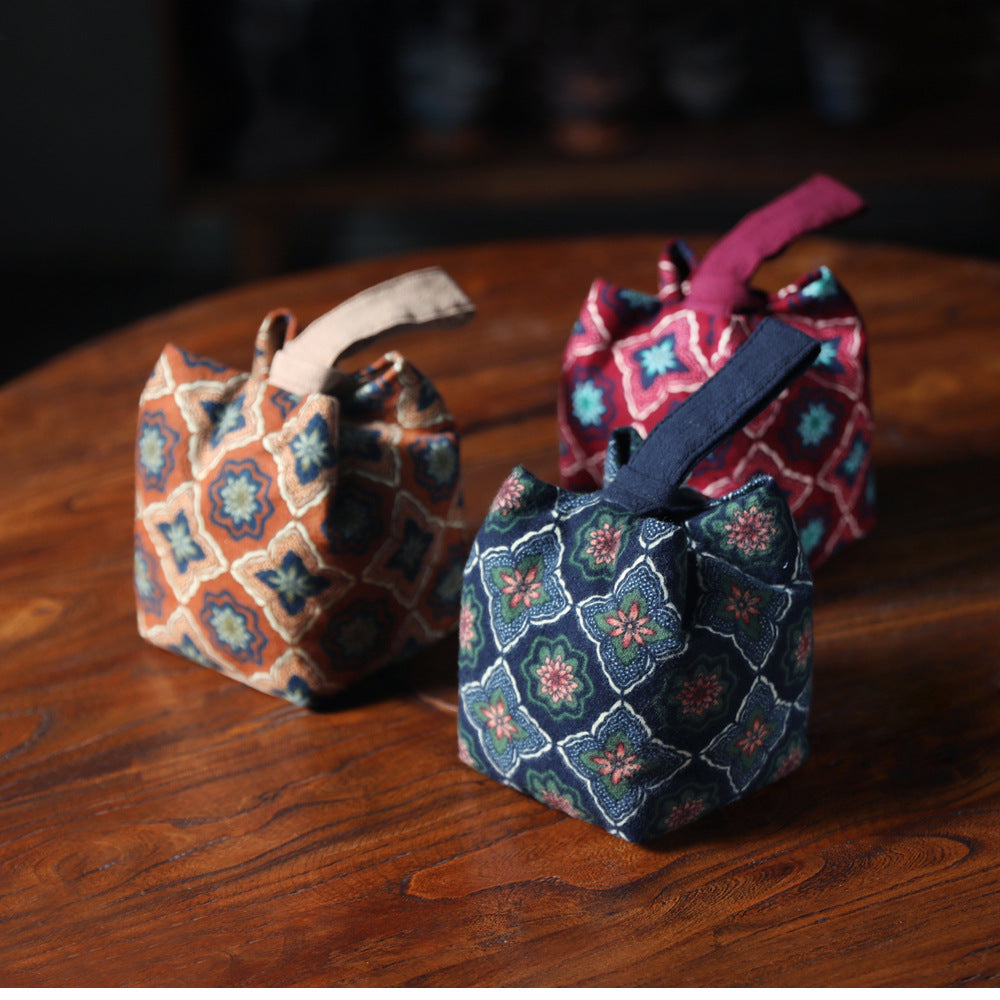 Sac de voyage de rangement pour théière à motif floral ancien de Gohobi